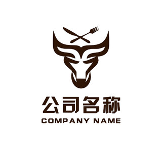 牛头logo西餐logo牛排馆logo餐厅logo